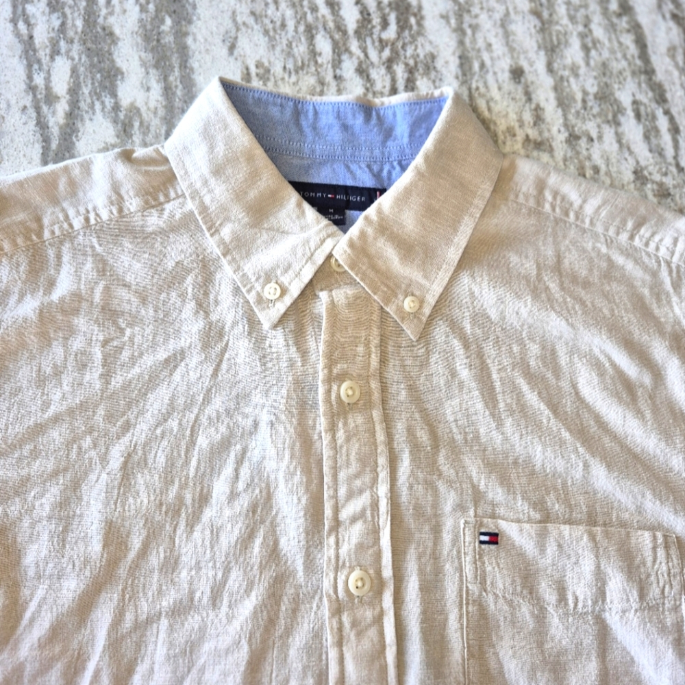 Tommy Hilfiger Men's Linen Blend Shirt Size Medium NEW
